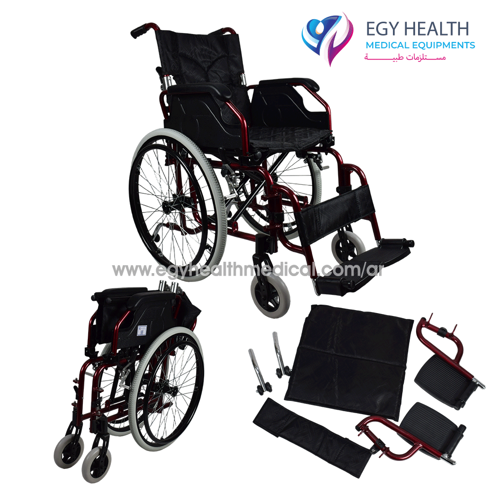 كرسي متحرك المنيوم خفيف Lightweight Foldable Aluminum Wheelchair , EGY HEALTH